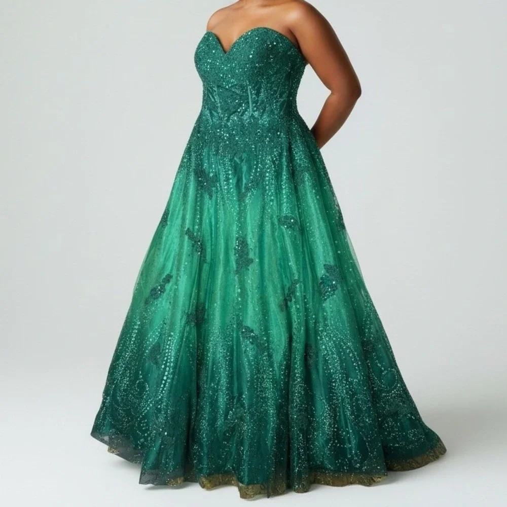 jovani emerald green prom dress Jovani Emerald Sequin Mermaid Prom Dress Size 00 worn once